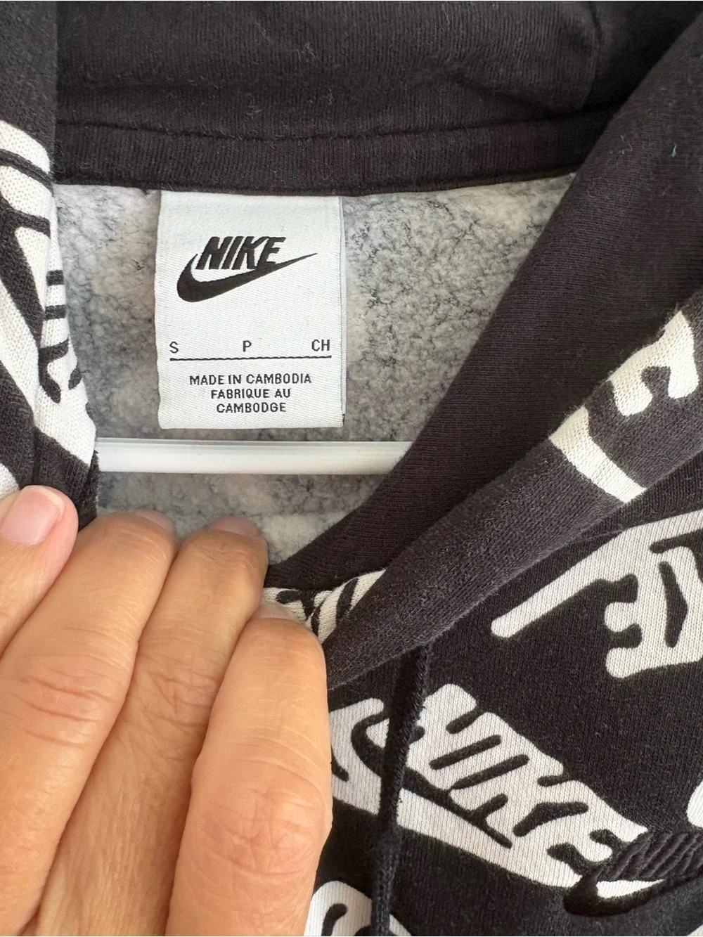 Nike Black & White Logo All-Over Print Hoodie